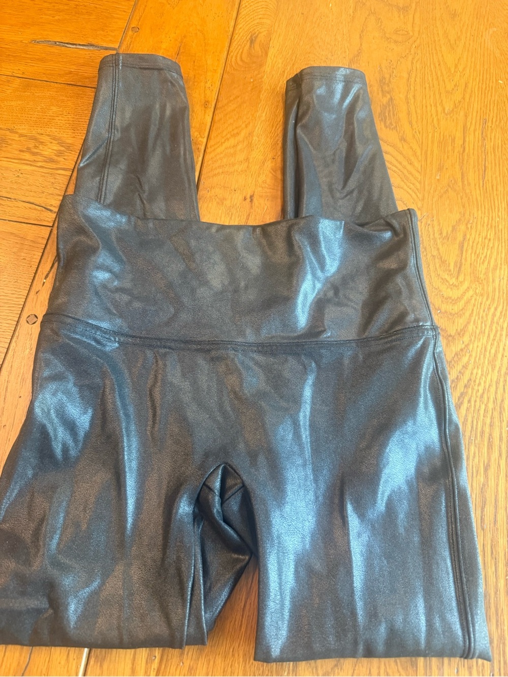 SPANX Shiny Black Faux Leather High-Waist Leggings